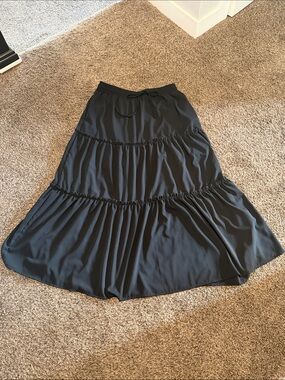 Black Tiered Maxi Skirt - Women's Flowing Skirt